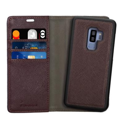 Blu Element - 2 in 1 - 2 Tone Folio Case Grey/Brown for Samsung Galaxy S9+