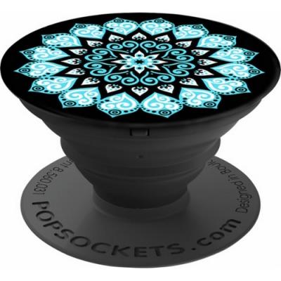 PopSockets Peace Mandala Sky Teal And White Mandala On Black