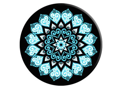 PopSockets Peace Mandala Sky Teal And White Mandala On Black