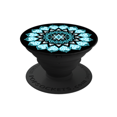 PopSockets Peace Mandala Sky Teal And White Mandala On Black