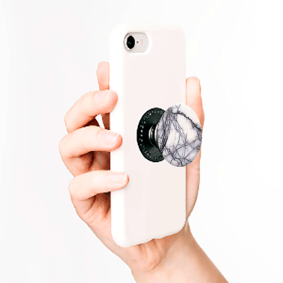 PopSockets White Marble Faux White Marble With Black Veins