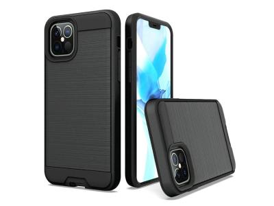 6.1 Metallic Design Hybrid Case Cover For iPhone 13 In Black