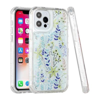 Floral Epoxy Design Hybrid Case Cover for iPhone 12 , iPhone 12 Pro