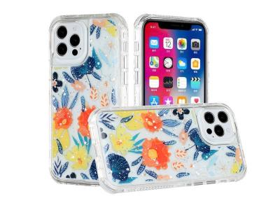 Floral Epoxy Design Hybrid Case Cover for iPhone 12 , iPhone 12 Pro