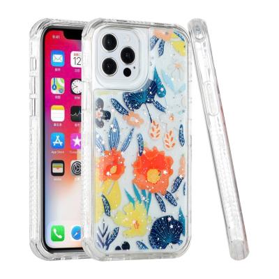 Floral Epoxy Design Hybrid Case Cover for iPhone 12 , iPhone 12 Pro