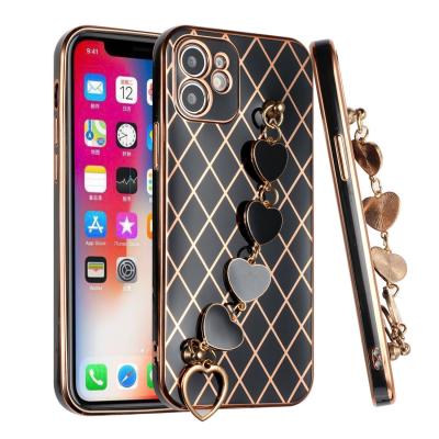 Grid Design TPU Case Cover in Black for iPhone 12 , iPhone 12 Pro