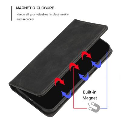 Mobile Magic For iPhone 15 Wallet Premium PU Vegan Leather ID Card Money Holder in Black