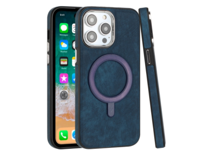 Mobile Magic iP15 Pro Max Fashion PU Vegan Case Cover Dark Blue