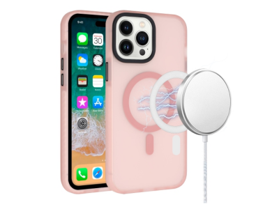 Mobile Magic Magnetic Circle ShockProof 4-Time Injection Strong Hybrid Case in Pink for iPhone 15