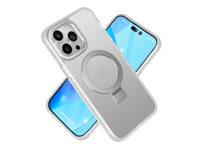 Mobile Magic Metal Chrome Kickstand Magnetic Circle Shockproof Matching Camera Hybrid Clear Case for iPhone 15
