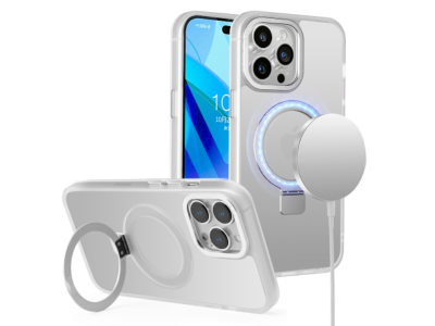 Mobile Magic Metal Chrome Kickstand Magnetic Circle Shockproof Matching Camera Hybrid Clear Case for iPhone 15