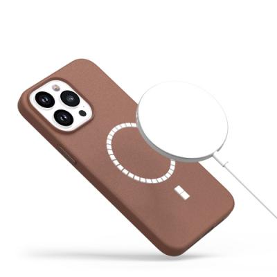 Mobile Magic For iPhone 15 PU Leather with inner Magnetic Circle in Saddle Brown