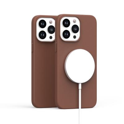 Mobile Magic For iPhone 15 PU Leather with inner Magnetic Circle in Saddle Brown