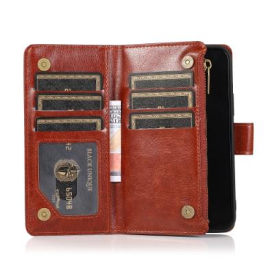 Mobile Magic For iPhone 15 Luxury Wallet Card ID Zipper Money Holder Case Cover