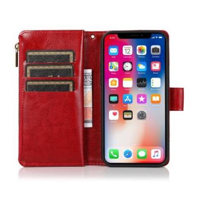 Mobile Magic Luxury Wallet Card ID Zipper Money Holder Case Cover for iP15 Pro Max